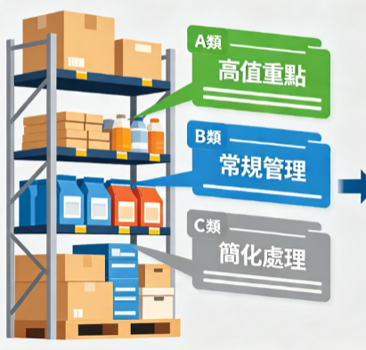 A、B、C三級的補貨與盤點配置